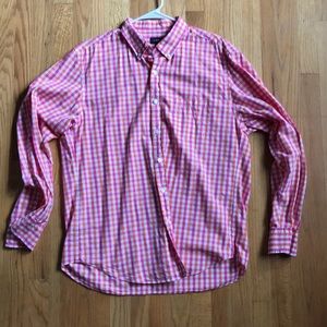 J. Crew Pink Plaid Oxford Button Down